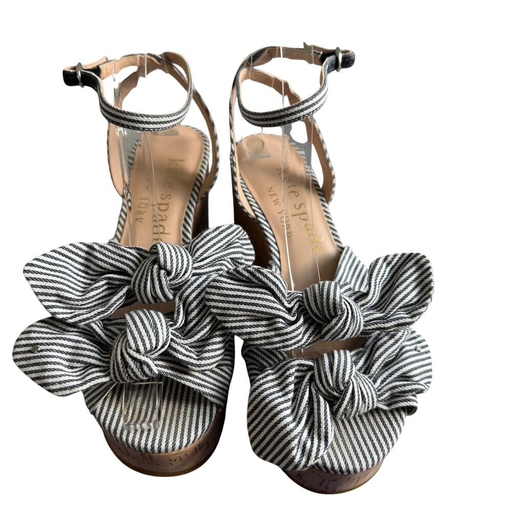 Kate Spade New York Julep Striped Double Bow Cork Platform Wedge Sandals
